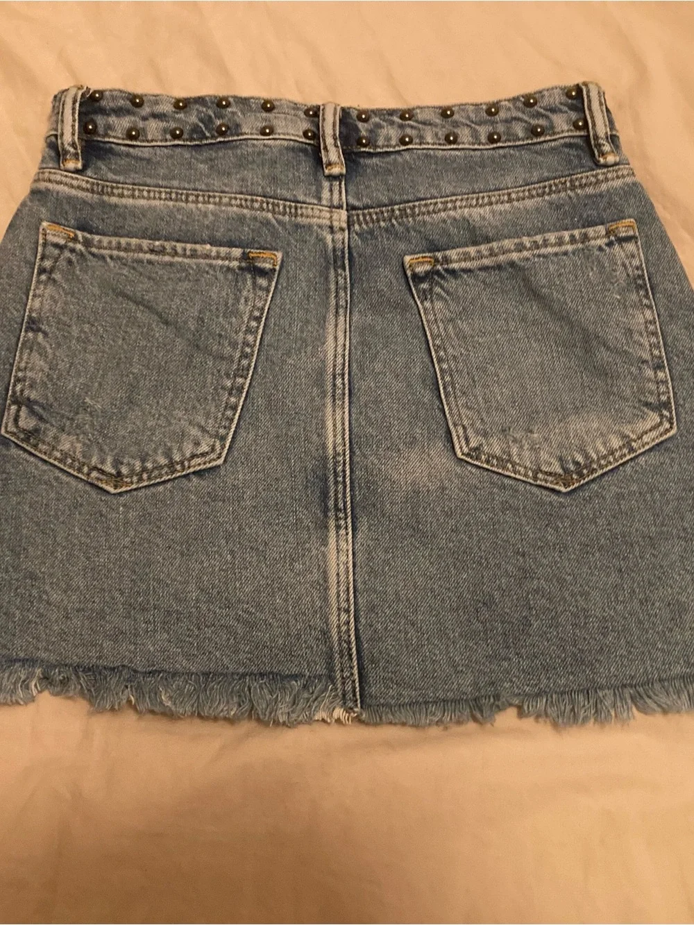 All Saints Studded Blue Denim Mini Skirt size US 0